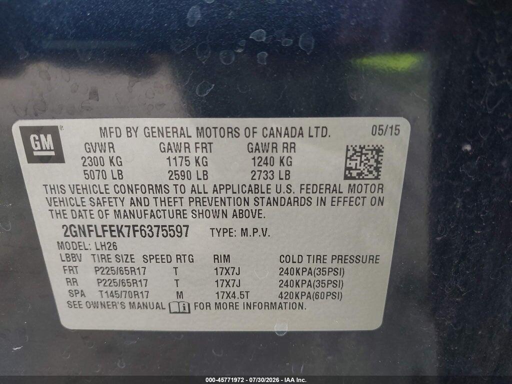 2GNFLFEK7F6375597 2015 CHEVROLET EQUINOX photo no. 9