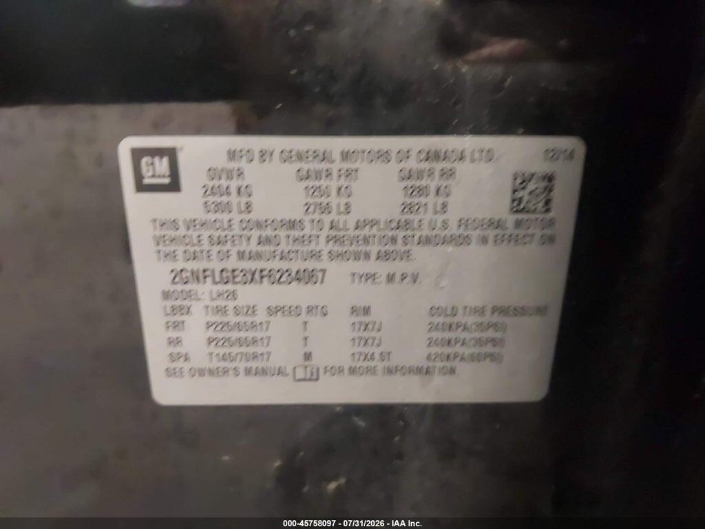 2GNFLGE3XF6234067 2015 CHEVROLET EQUINOX photo no. 9
