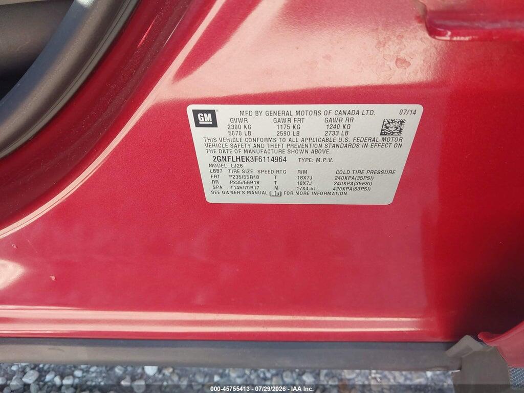 2GNFLHEK3F6114964 2015 CHEVROLET EQUINOX photo no. 9