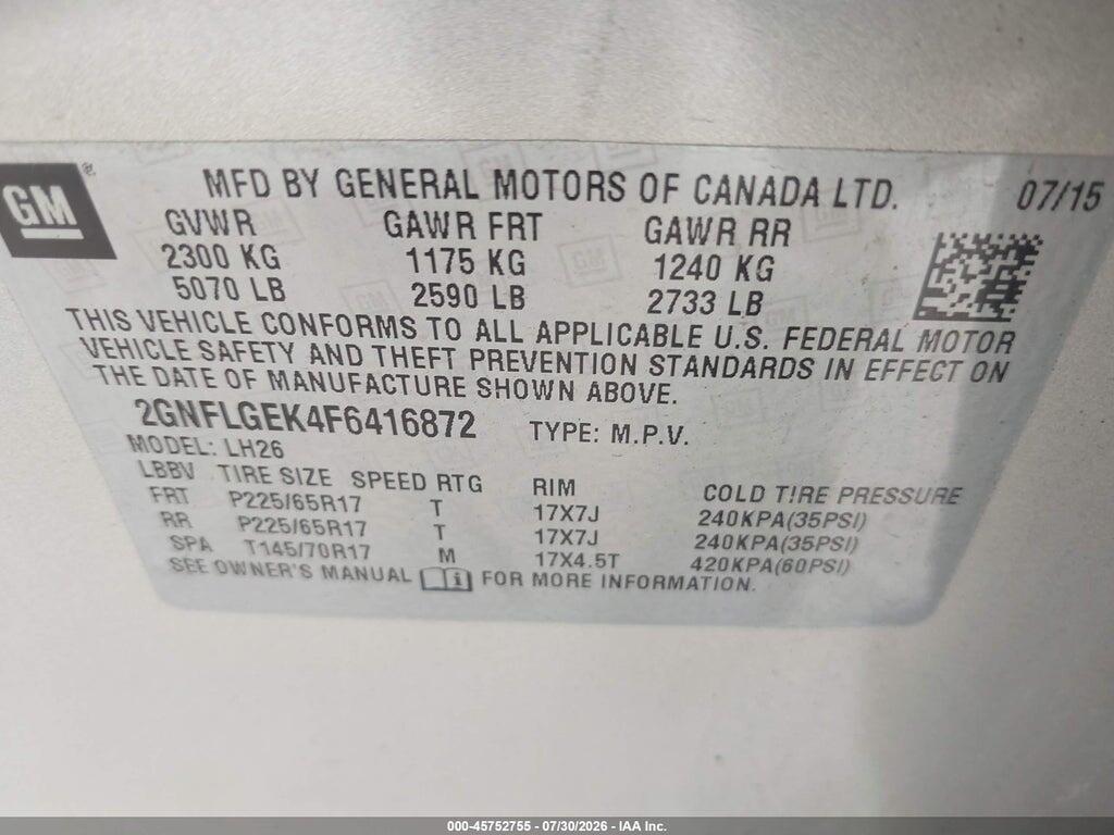 2GNFLGEK4F6416872 2015 CHEVROLET EQUINOX photo no. 9