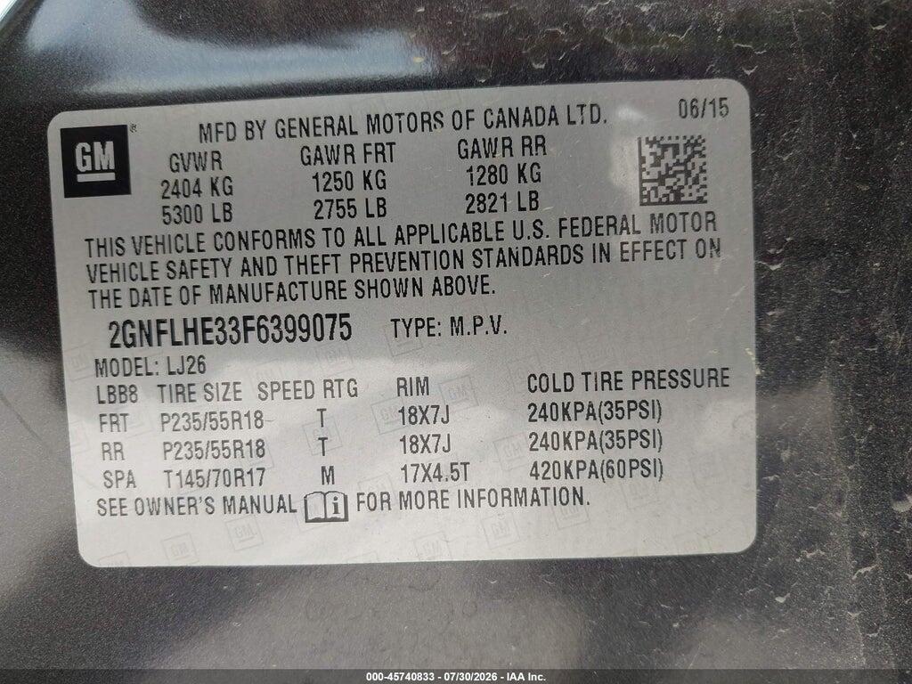 2GNFLHE33F6399075 2015 CHEVROLET EQUINOX photo no. 9