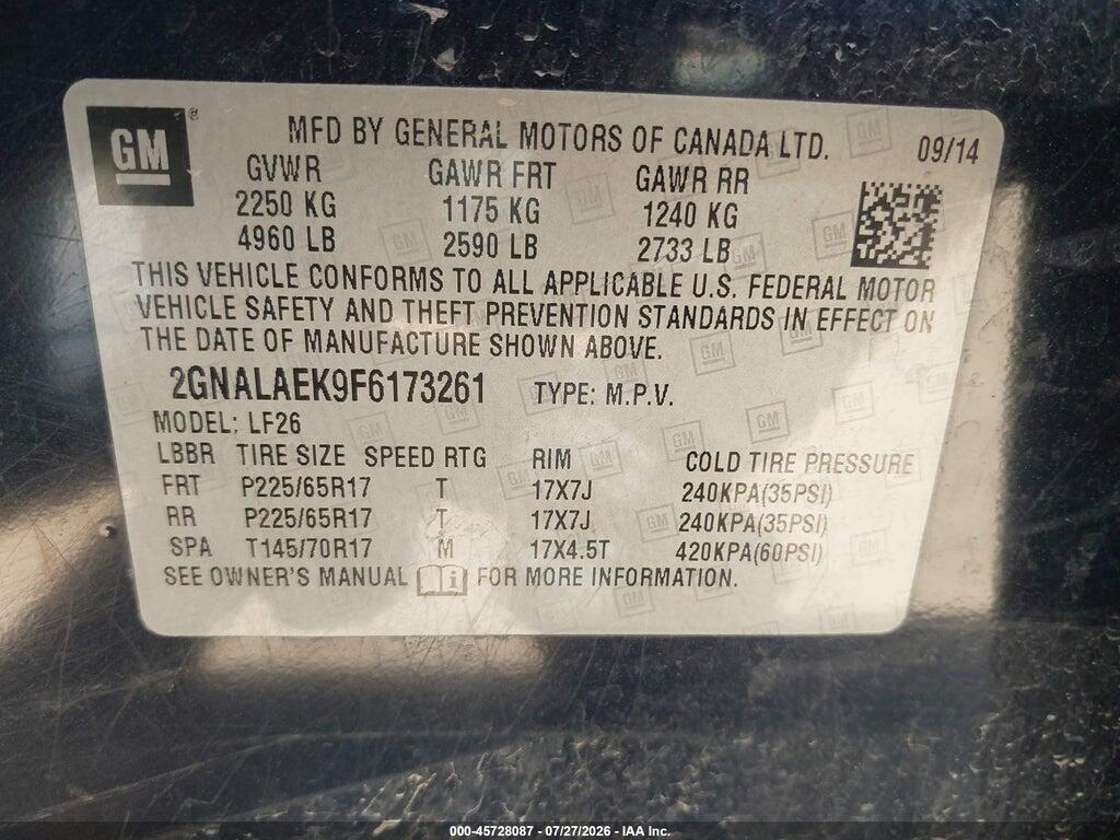 2GNALAEK9F6173261 2015 CHEVROLET EQUINOX photo no. 9