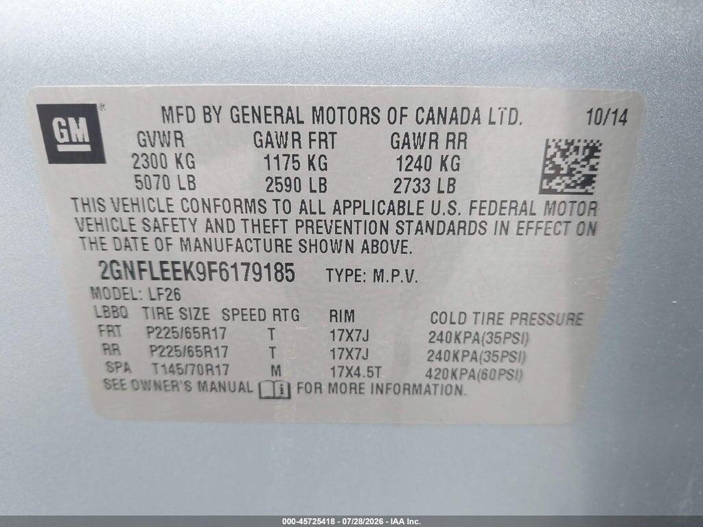 2GNFLEEK9F6179185 2015 CHEVROLET EQUINOX photo no. 9