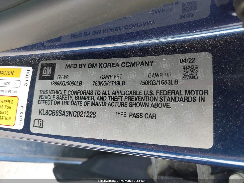 KL8CB6SA3NC021228 2022 CHEVROLET SPARK photo no. 9