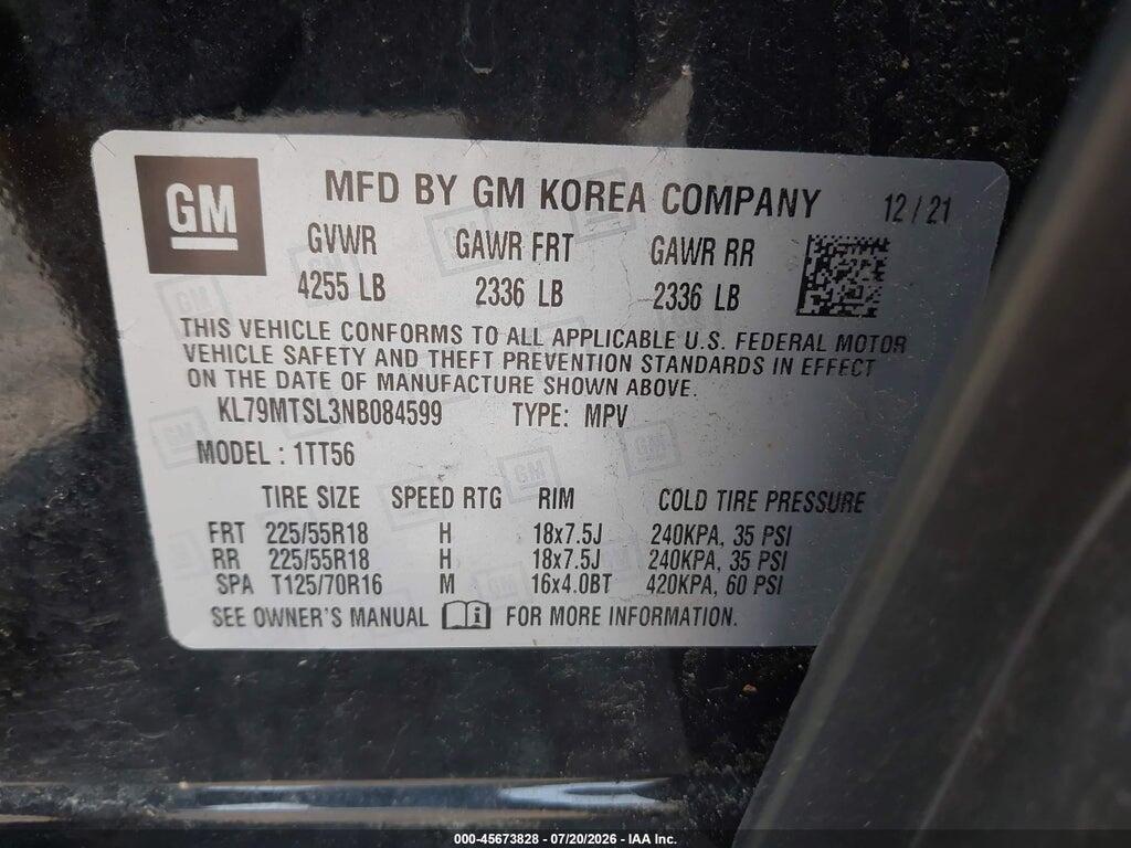 KL79MTSL3NB084599 2022 CHEVROLET TRAILBLAZER photo no. 9