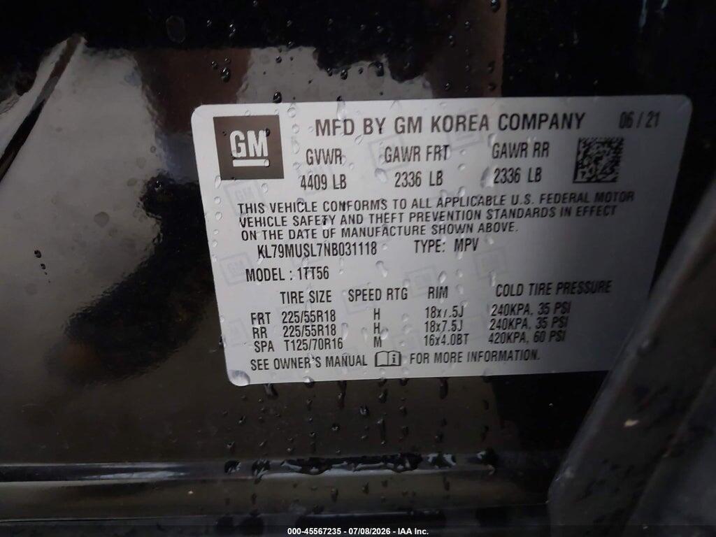 KL79MUSL7NB031118 2022 CHEVROLET TRAILBLAZER photo no. 9