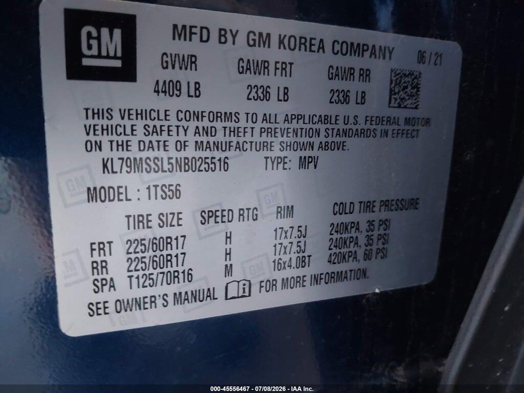 KL79MSSL5NB025516 2022 CHEVROLET TRAILBLAZER photo no. 9