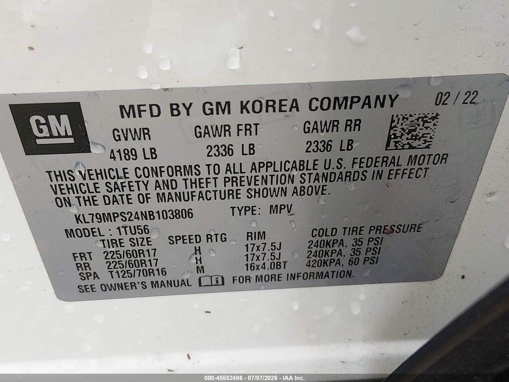 KL79MPS24NB103806 2022 CHEVROLET TRAILBLAZER photo no. 9