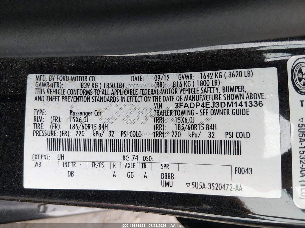 3FADP4EJ3DM141336 2013 FORD FIESTA photo no. 9