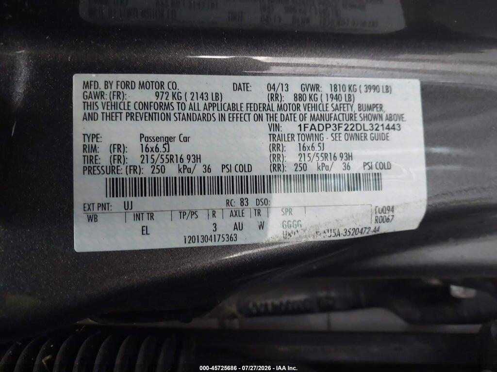 1FADP3F22DL321443 2013 FORD FOCUS photo no. 9