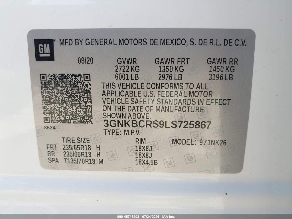 3GNKBCRS9LS725867 2020 CHEVROLET BLAZER photo no. 9