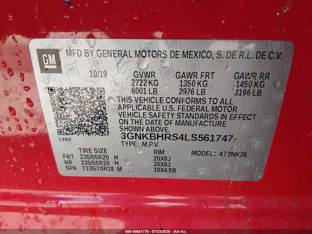 3GNKBHRS4LS561747 2020 CHEVROLET BLAZER photo no. 9
