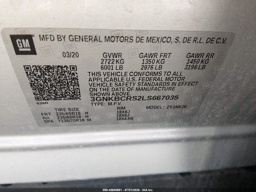 3GNKBCRS2LS667035 2020 CHEVROLET BLAZER photo no. 9