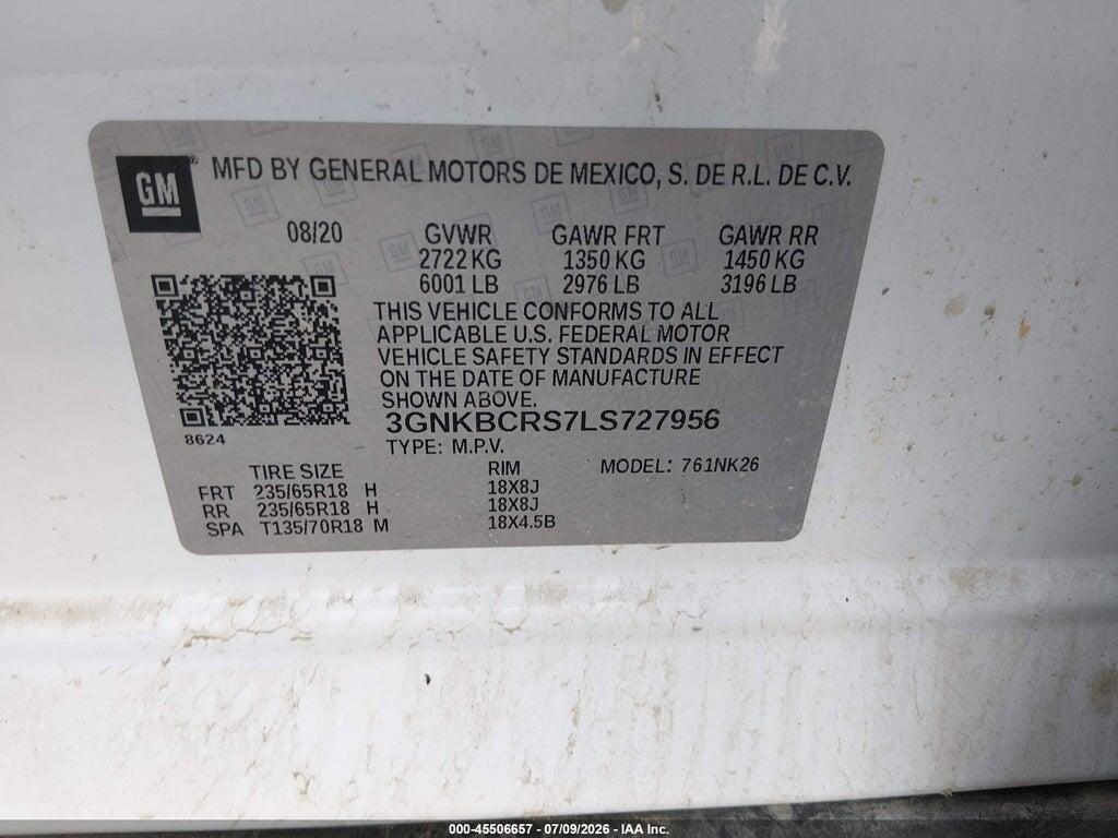 3GNKBCRS7LS727956 2020 CHEVROLET BLAZER photo no. 9