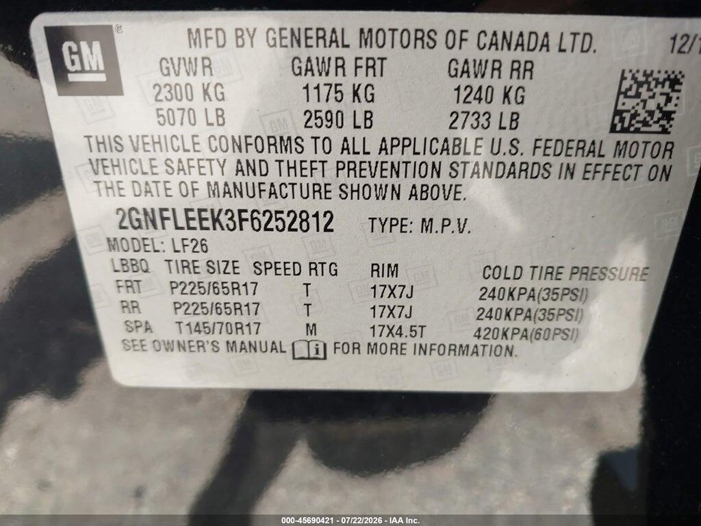 2GNFLEEK3F6252812 2015 CHEVROLET EQUINOX photo no. 9