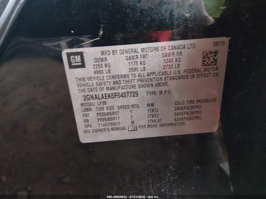 2GNALAEK6F6437729 2015 CHEVROLET EQUINOX photo no. 9