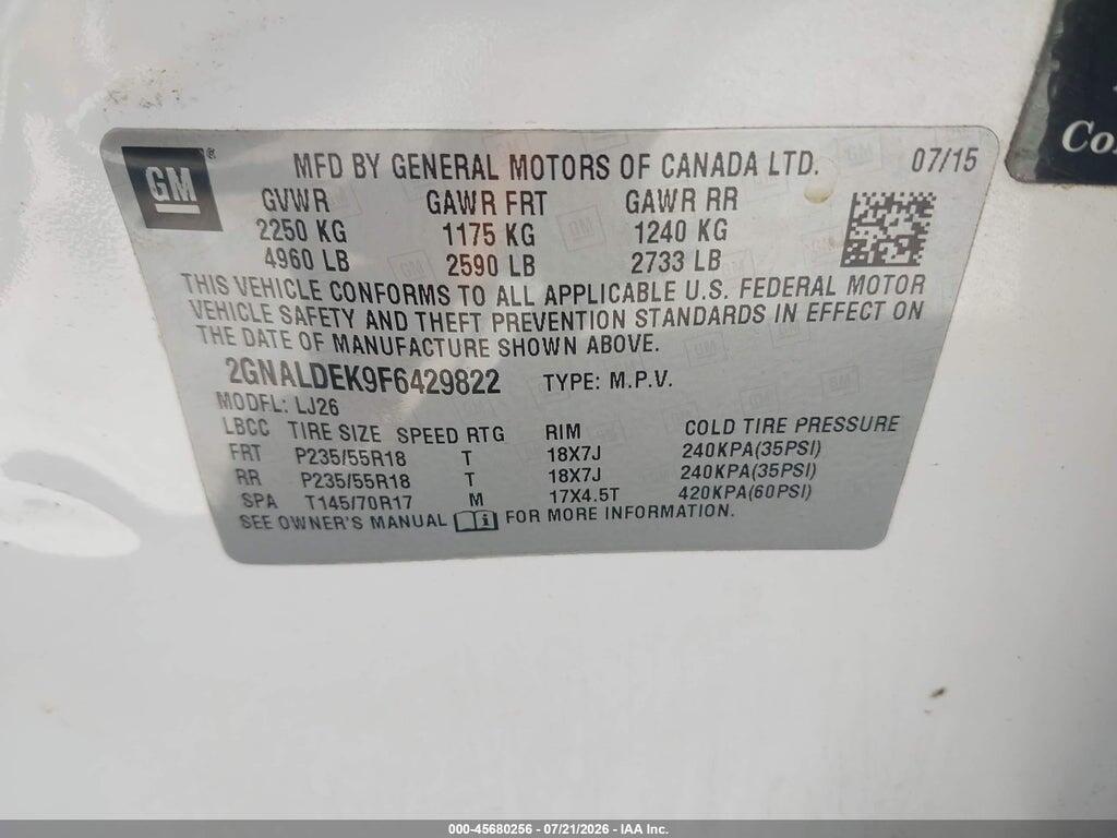 2GNALDEK9F6429822 2015 CHEVROLET EQUINOX photo no. 9