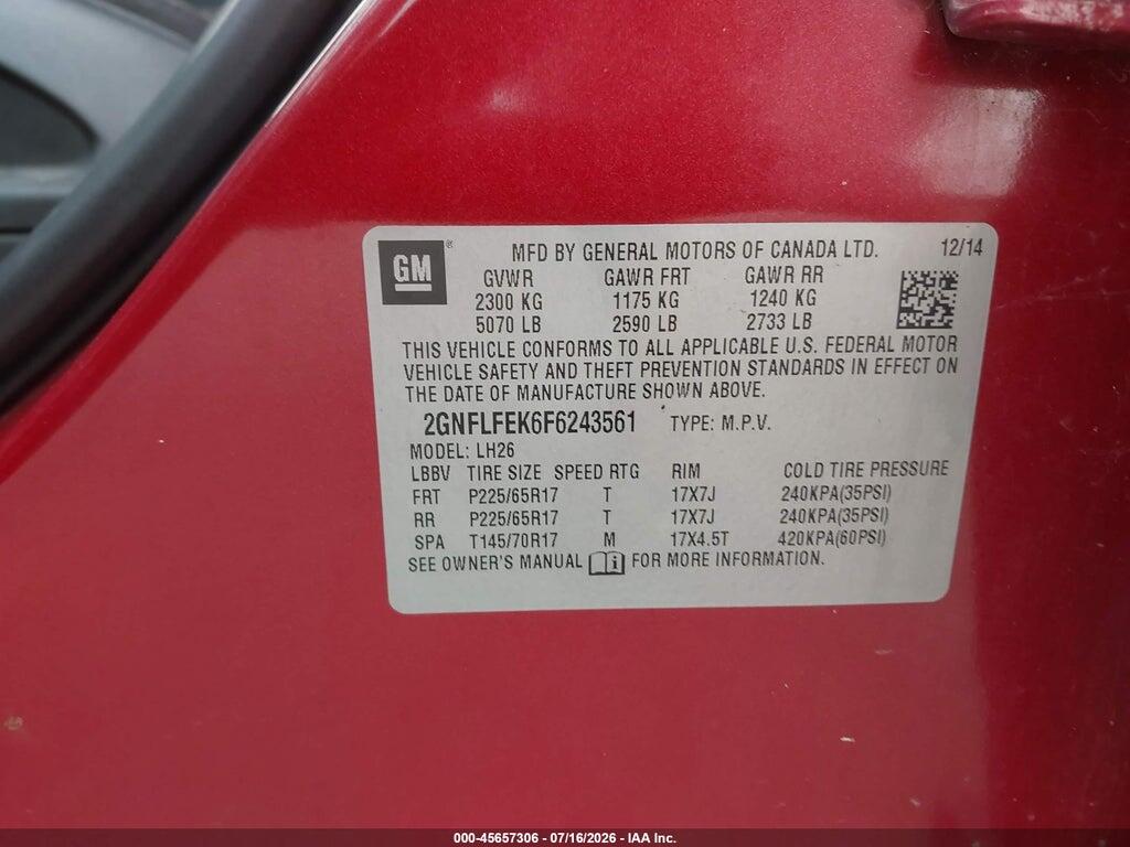 2GNFLFEK6F6243561 2015 CHEVROLET EQUINOX photo no. 9