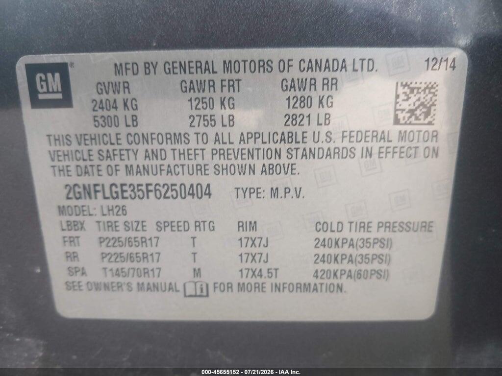 2GNFLGE35F6250404 2015 CHEVROLET EQUINOX photo no. 9