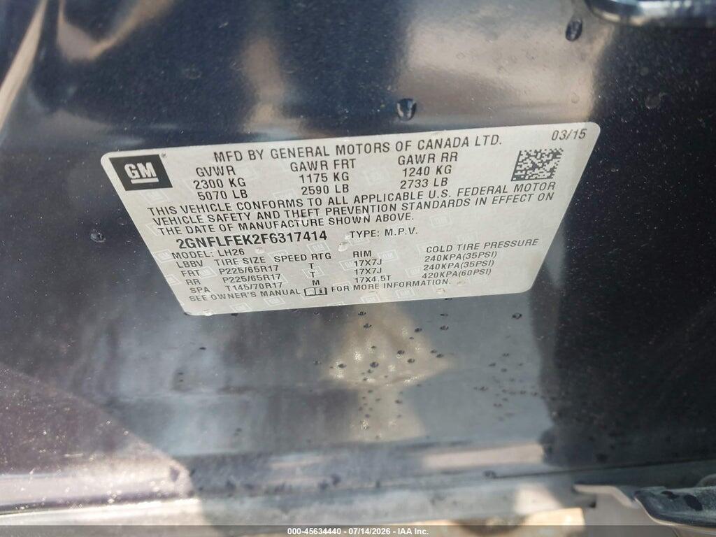 2GNFLFEK2F6317414 2015 CHEVROLET EQUINOX photo no. 9