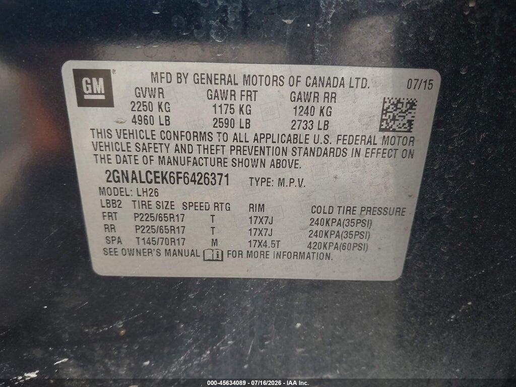 2GNALCEK6F6426371 2015 CHEVROLET EQUINOX photo no. 9