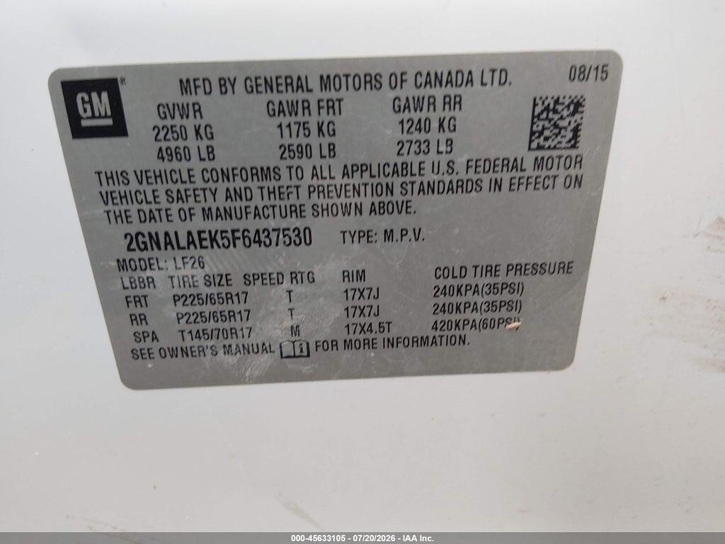 2GNALAEK5F6437530 2015 CHEVROLET EQUINOX photo no. 9