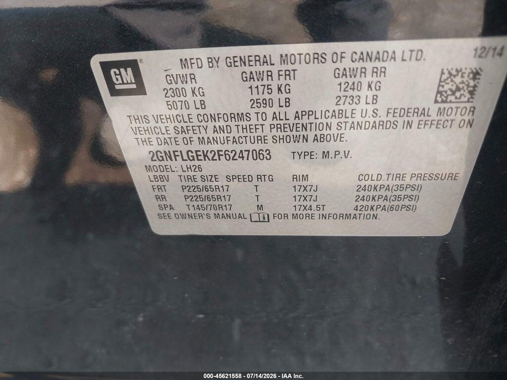 2GNFLGEK2F6247063 2015 CHEVROLET EQUINOX photo no. 9