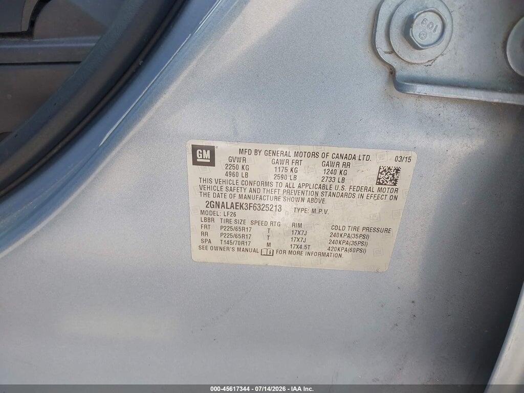 2GNALAEK3F6325213 2015 CHEVROLET EQUINOX photo no. 9