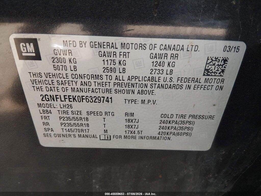 2GNFLFEK0F6329741 2015 CHEVROLET EQUINOX photo no. 9