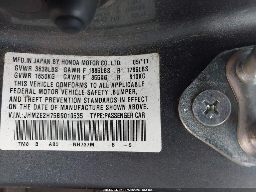 JHMZE2H75BS010535 2011 HONDA INSIGHT photo no. 9