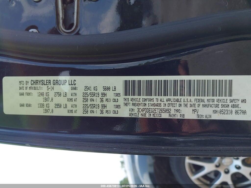 3C4PDDEG2ET265092 2014 DODGE JOURNEY photo no. 9