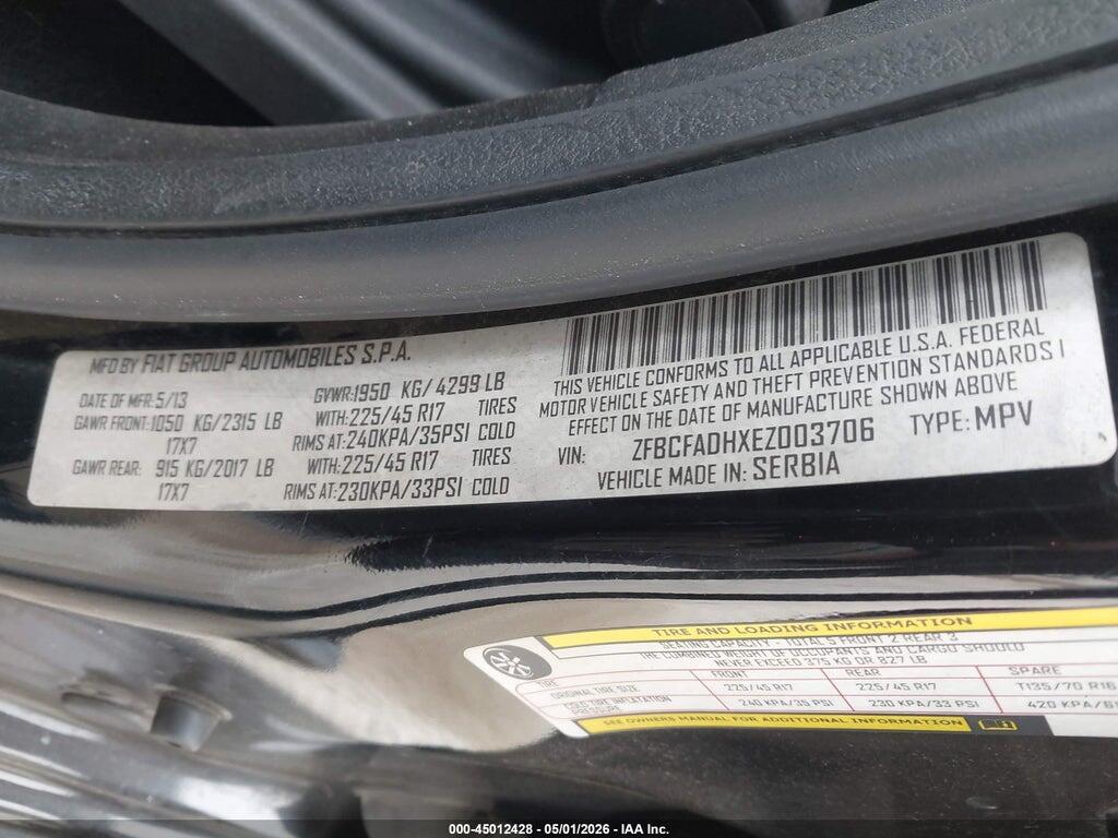 ZFBCFADHXEZ003706 2014 FIAT 500L photo no. 9