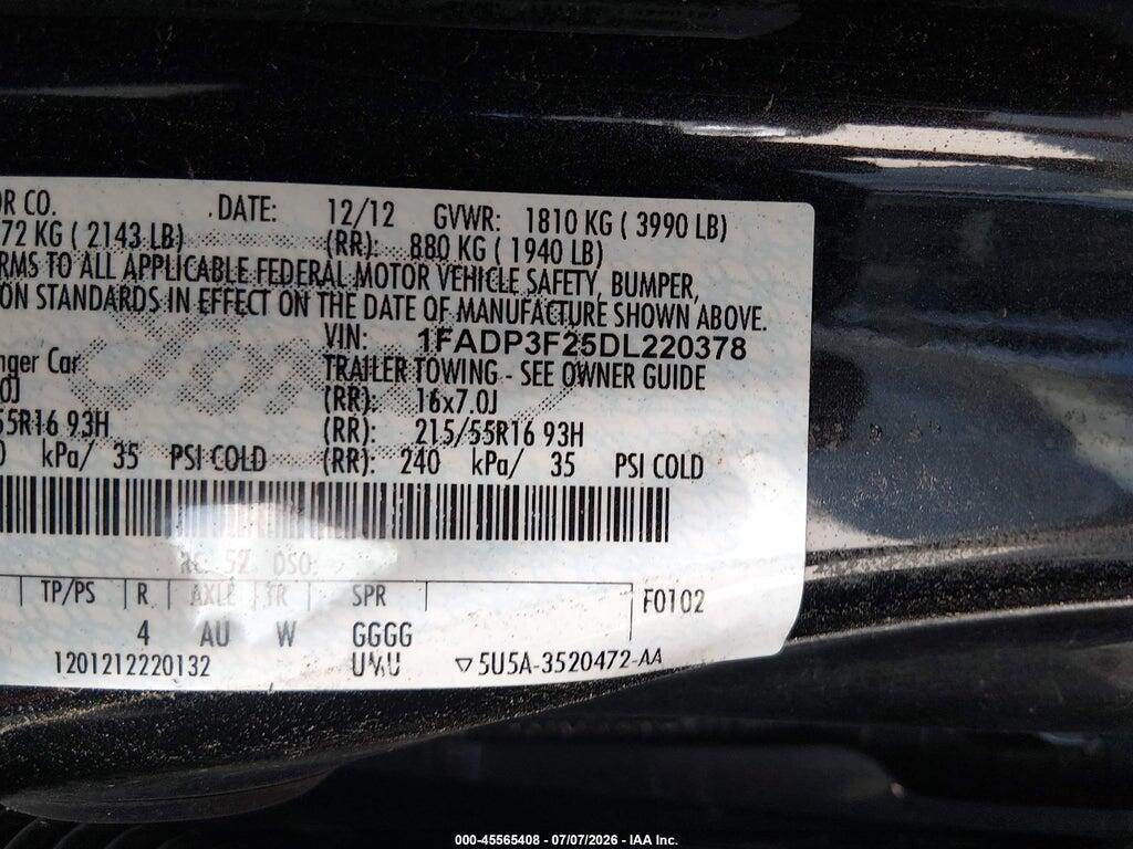 1FADP3F25DL220378 2013 FORD FOCUS photo no. 9