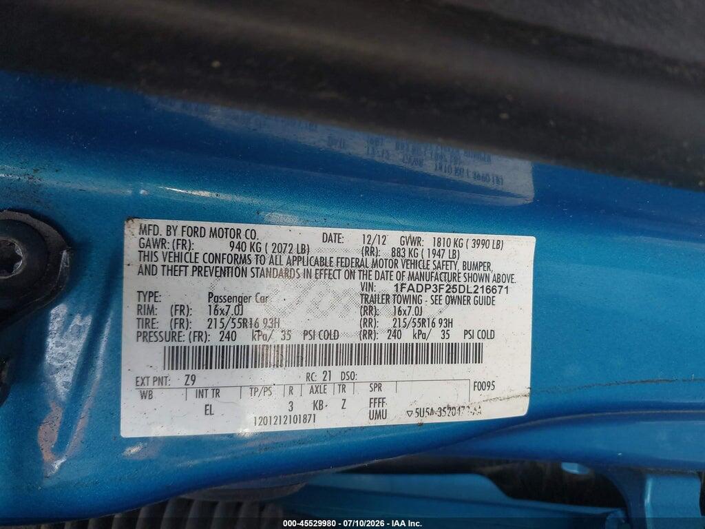 1FADP3F25DL216671 2013 FORD FOCUS photo no. 9