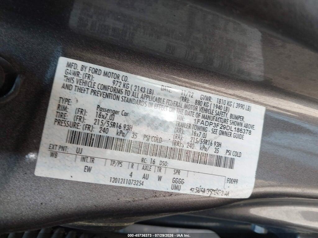 1FADP3F29DL186378 2013 FORD FOCUS photo no. 9