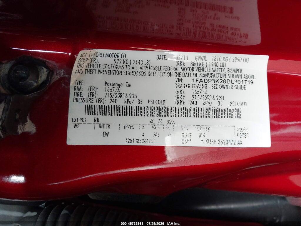 1FADP3K28DL301719 2013 FORD FOCUS photo no. 9