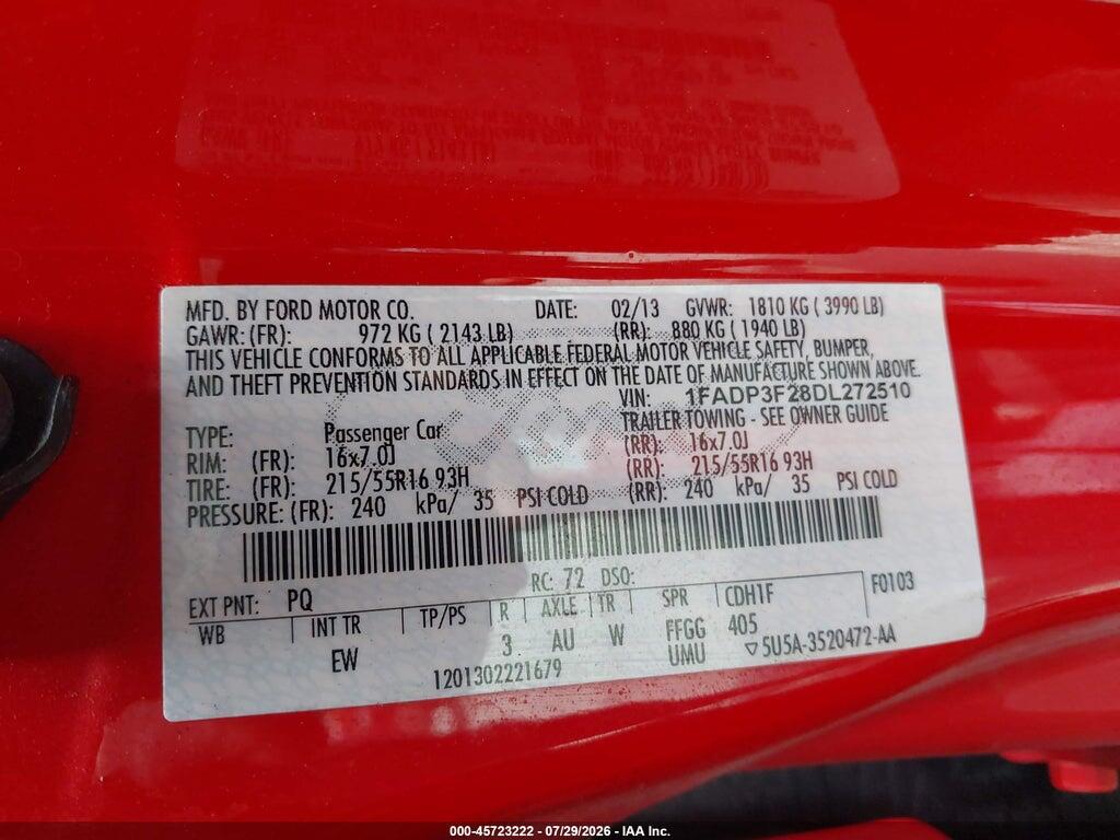 1FADP3F28DL272510 2013 FORD FOCUS photo no. 9