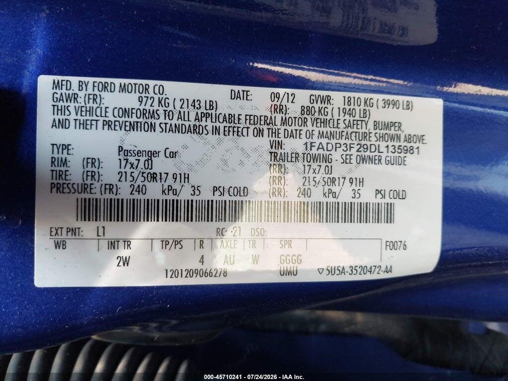 1FADP3F29DL135981 2013 FORD FOCUS photo no. 9