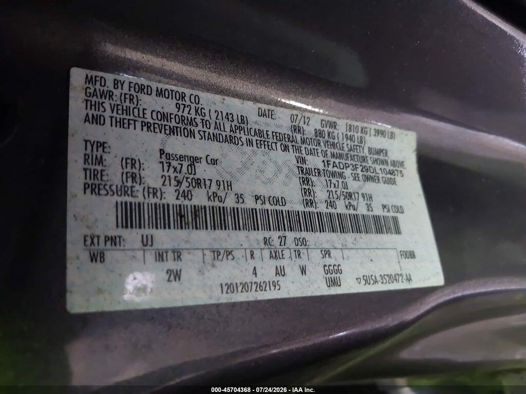 1FADP3F29DL104875 2013 FORD FOCUS photo no. 9
