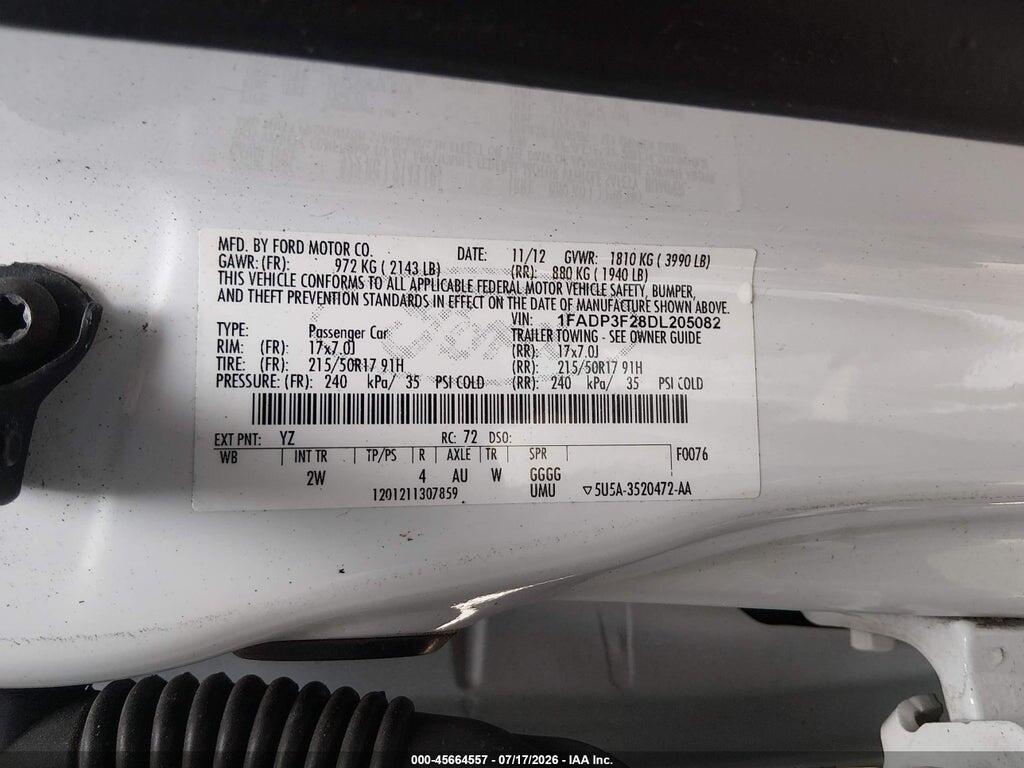 1FADP3F28DL205082 2013 FORD FOCUS photo no. 9