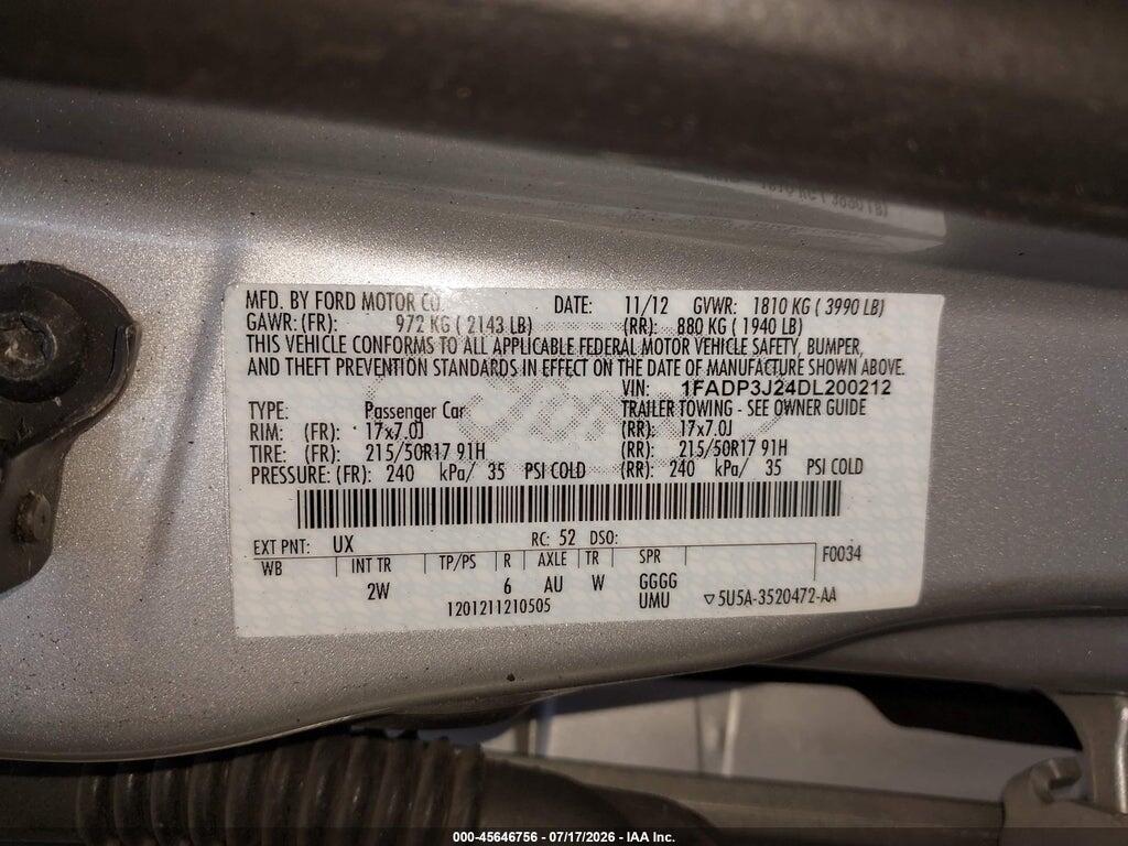 1FADP3J24DL200212 2013 FORD FOCUS photo no. 9