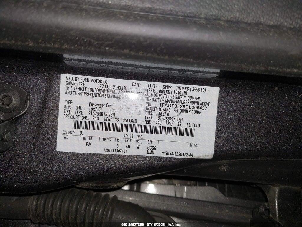 1FADP3F28DL206457 2013 FORD FOCUS photo no. 9