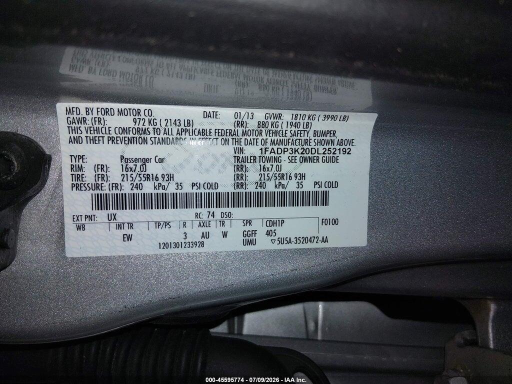 1FADP3K20DL252192 2013 FORD FOCUS photo no. 9