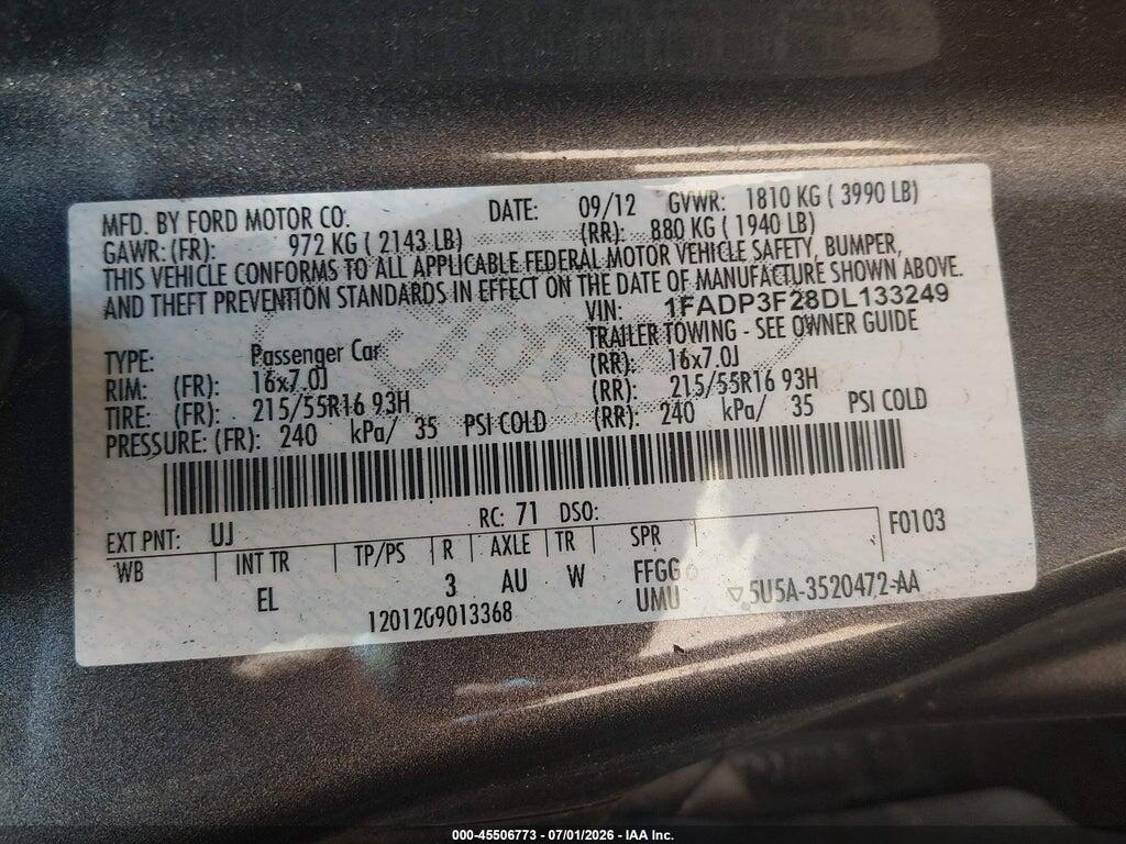 1FADP3F28DL133249 2013 FORD FOCUS photo no. 9