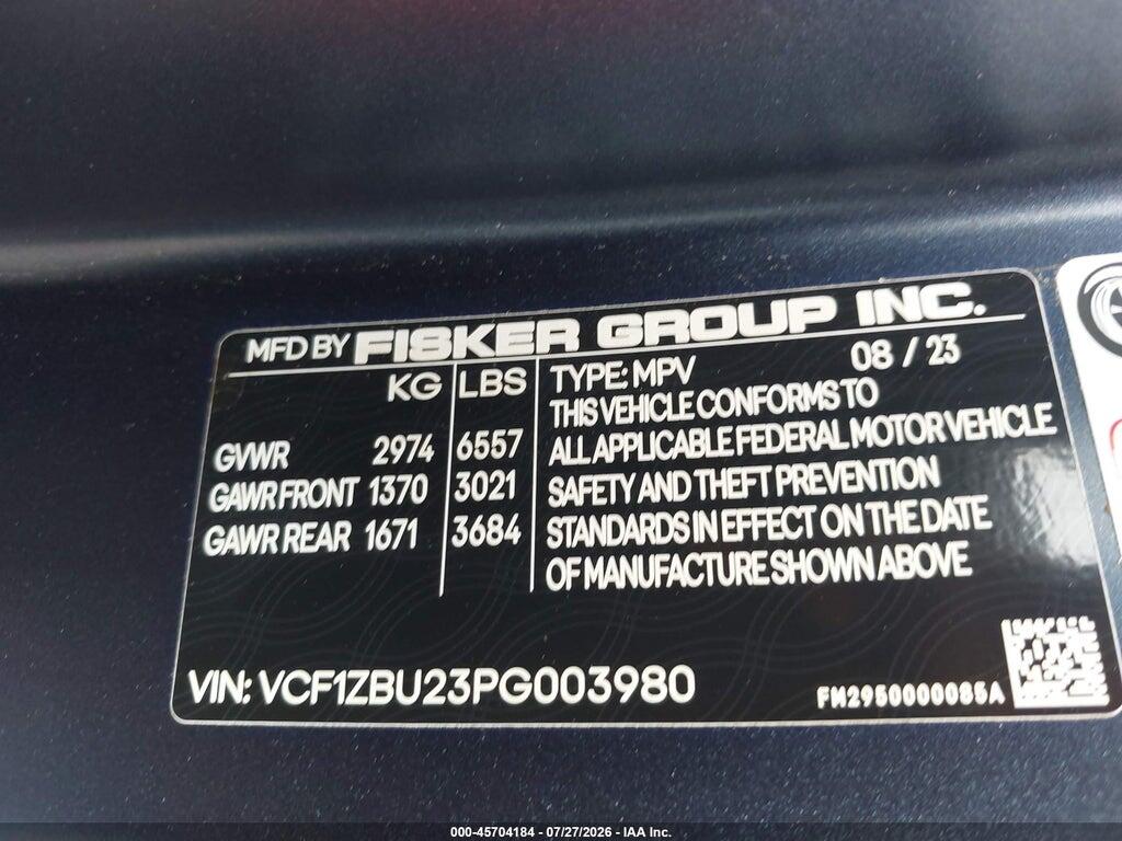 VCF1ZBU23PG003980 2023 FISKER OCEAN photo no. 9