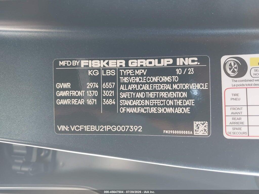 VCF1EBU21PG007392 2023 FISKER OCEAN photo no. 9