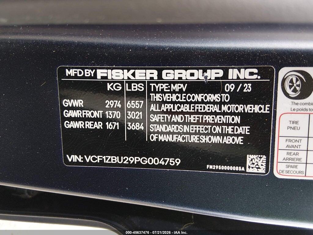 VCF1ZBU29PG004759 2023 FISKER OCEAN photo no. 9