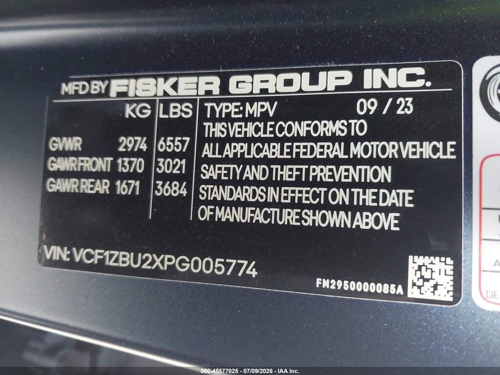 VCF1ZBU2XPG005774 2023 FISKER OCEAN photo no. 9