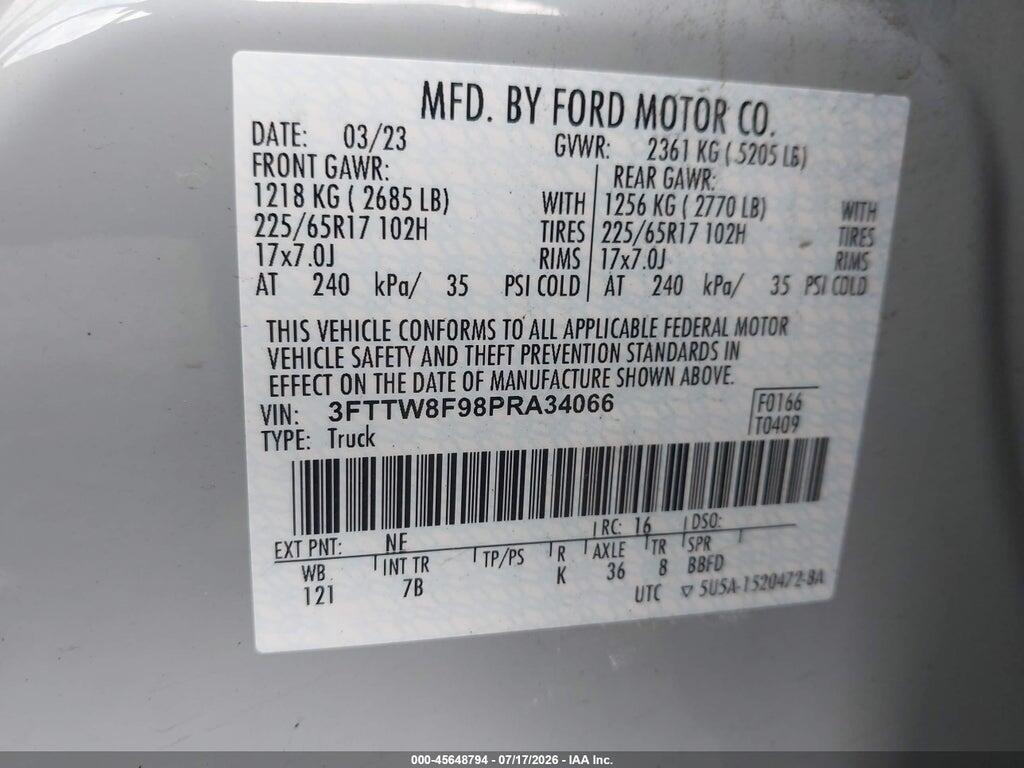 3FTTW8F98PRA34066 2023 FORD MAVERICK photo no. 9