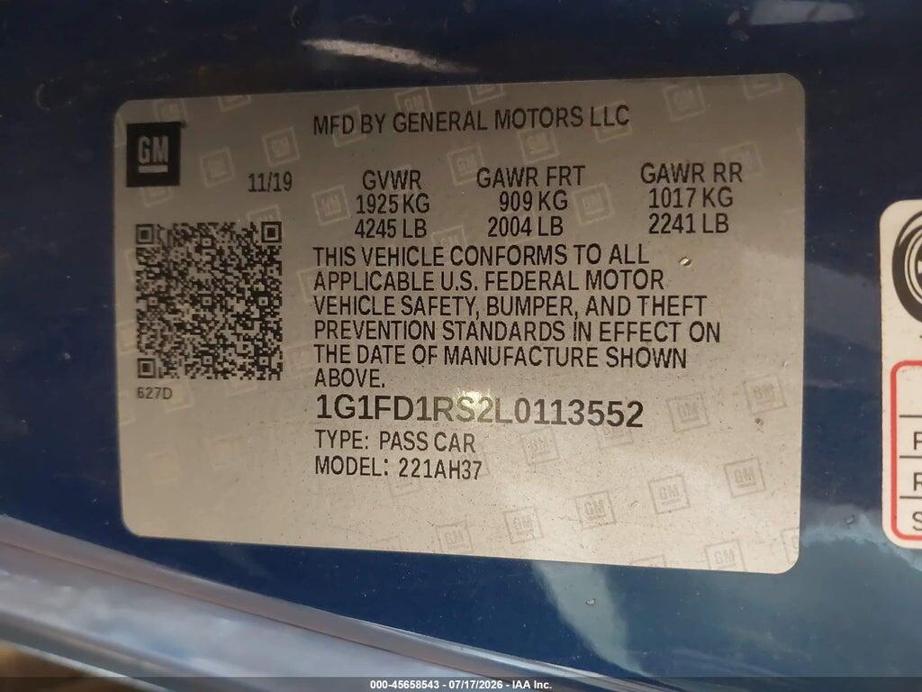 1G1FD1RS2L0113552 2020 CHEVROLET CAMARO photo no. 9